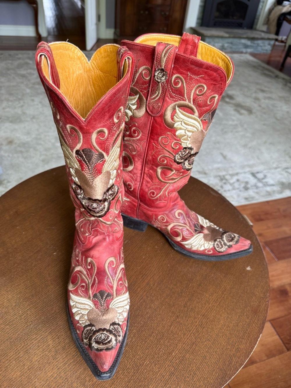 Old Gringo Grace Red Embroidered Western Boots Hearts Wings 8.5